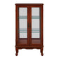 Lighted Cherry Curio Cabinet with Adjustable Shelves