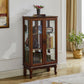 Lighted Curio Cabinet with Adjustable Shelves and Mirrored Back Panel