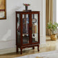 Lighted Cherry Curio Cabinet with Adjustable Shelves