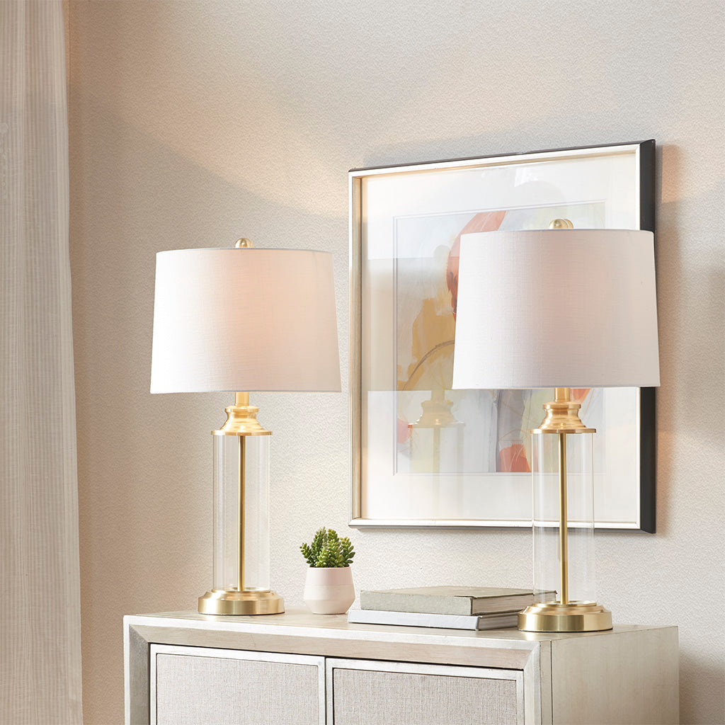Glass Cylinder Table Lamp Set of 2