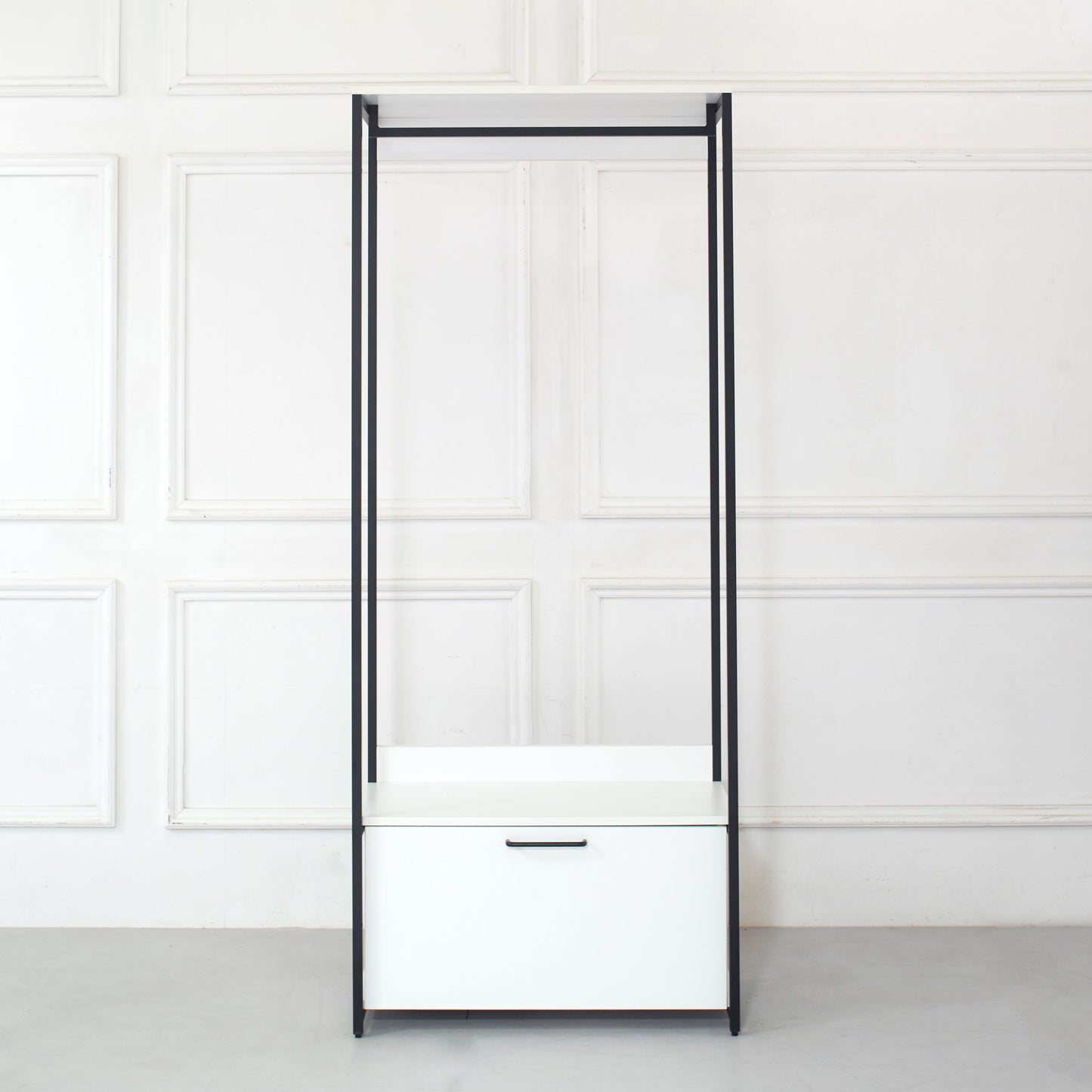 Fiona Wood and Metal Walk-in Closet with One Drawer