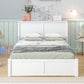 Full Size Storage Platform Bed with Pull Out Shelves and Twin Size Trundle