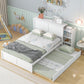 Full Size Storage Platform Bed with Pull Out Shelves and Twin Size Trundle