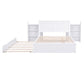 Full Size Storage Platform Bed with Pull Out Shelves and Twin Size Trundle