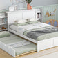 Full Size Storage Platform Bed with Pull Out Shelves and Twin Size Trundle