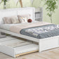 Queen Size Storage Platform Bed with Pull Out Shelves and Twin XL Size Trundle