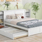 Queen Size Storage Platform Bed with Pull Out Shelves and Twin XL Size Trundle