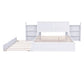 Queen Size Storage Platform Bed with Pull Out Shelves and Twin XL Size Trundle