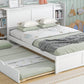 Full Size Storage Platform Bed with Pull Out Shelves and Twin Size Trundle