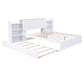 Queen Size Storage Platform Bed with Pull Out Shelves and Twin XL Size Trundle