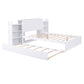 Full Size Storage Platform Bed with Pull Out Shelves and Twin Size Trundle