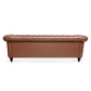 Brown PU Rolled Arm Chesterfield Three Seater Sofa