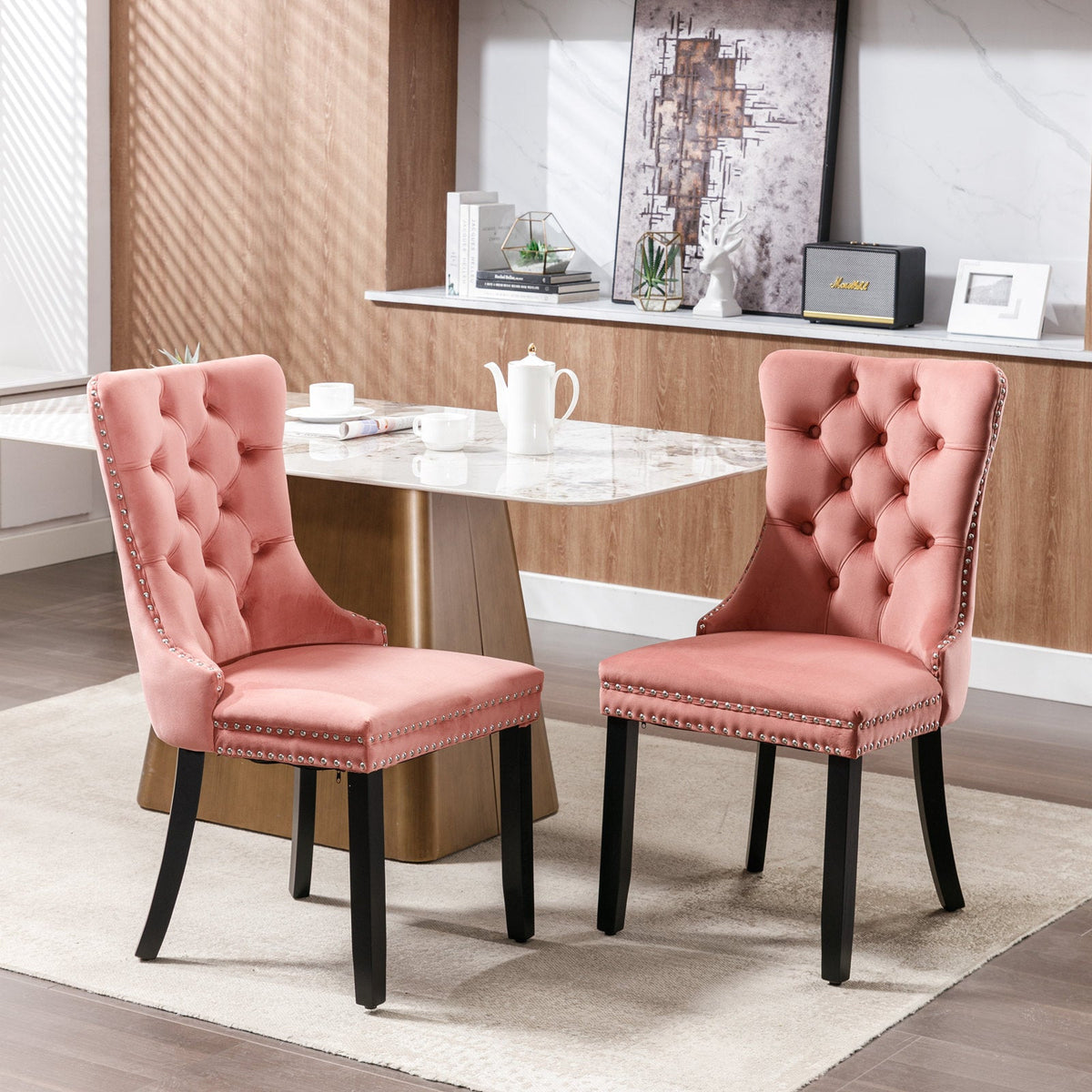 Nikki Collection Modern Velvet Upholstered Dining Chair Set