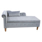 Grey Velvet Chaise Lounge with Storage
