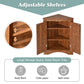 Brown Triangle Bathroom Storage Cabinet with Adjustable Shelves