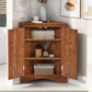 Brown Triangle Bathroom Storage Cabinet with Adjustable Shelves