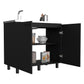 Napoles 2 Utility Sink with Cabinet, Stainless Steel Countertop, Interior Shelf - Wenge