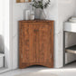 Brown Triangle Bathroom Storage Cabinet with Adjustable Shelves