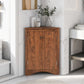 Brown Triangle Bathroom Storage Cabinet with Adjustable Shelves