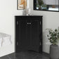 Black Triangle Bathroom Storage Cabinet with Adjustable Shelves