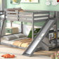 Full Over Full Bunk Bed with Ladder, Slide and Shelves