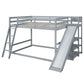 Full Over Full Bunk Bed with Ladder, Slide and Shelves