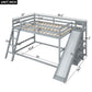 Full Over Full Bunk Bed with Ladder, Slide and Shelves