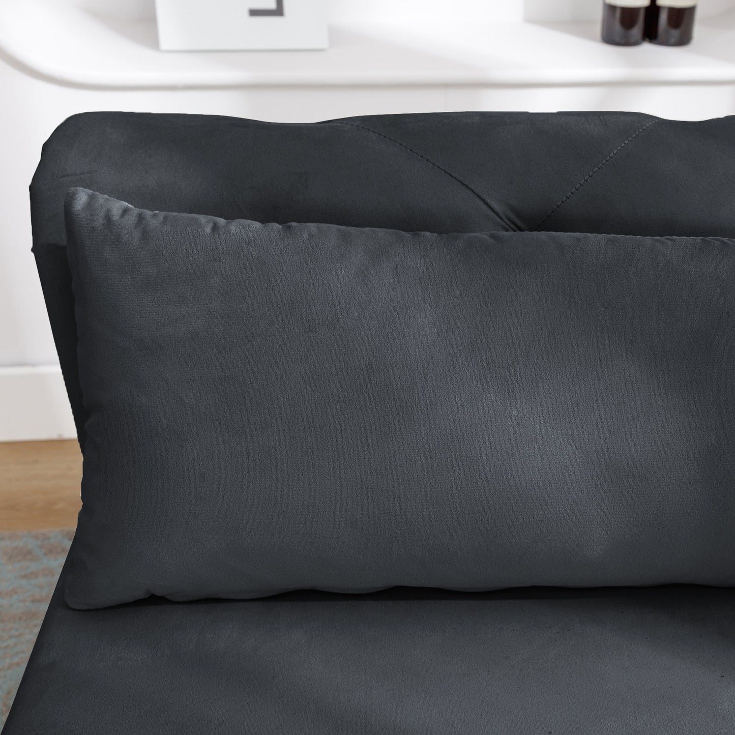Black Chaise Lounge Indoor with Storage & Pillow