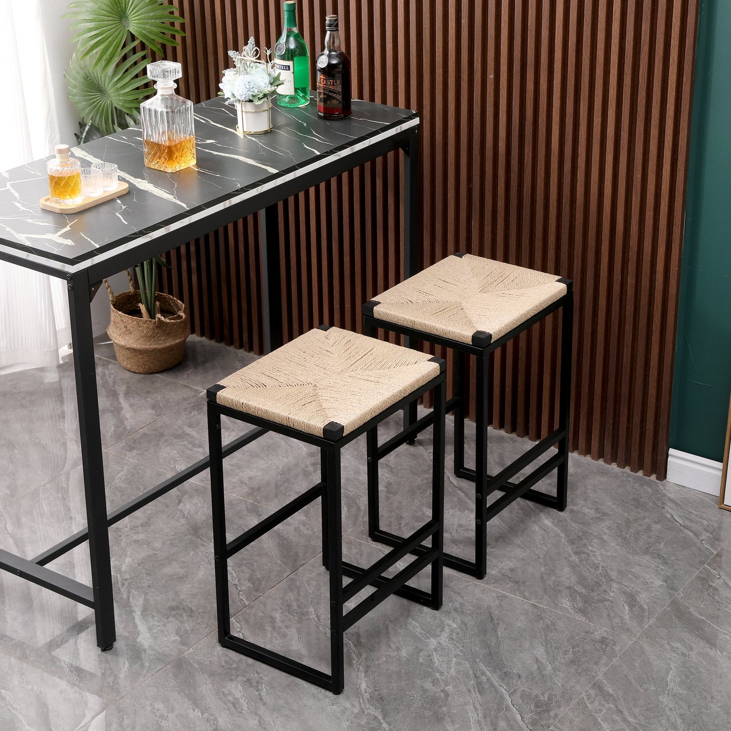 Set of 2 Backless Bar Stools for Kitchen Counter