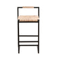 Set of 2 Water Hyacinth Woven Bar Stools with Back Support