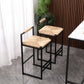 Set of 2 Water Hyacinth Woven Bar Stools with Back Support