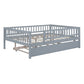 Full Size Wood Daybed with Trundle and Fence Guardrails
