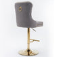 Thick Golden Swivel Velvet Barstools with Adjustable Seat Height