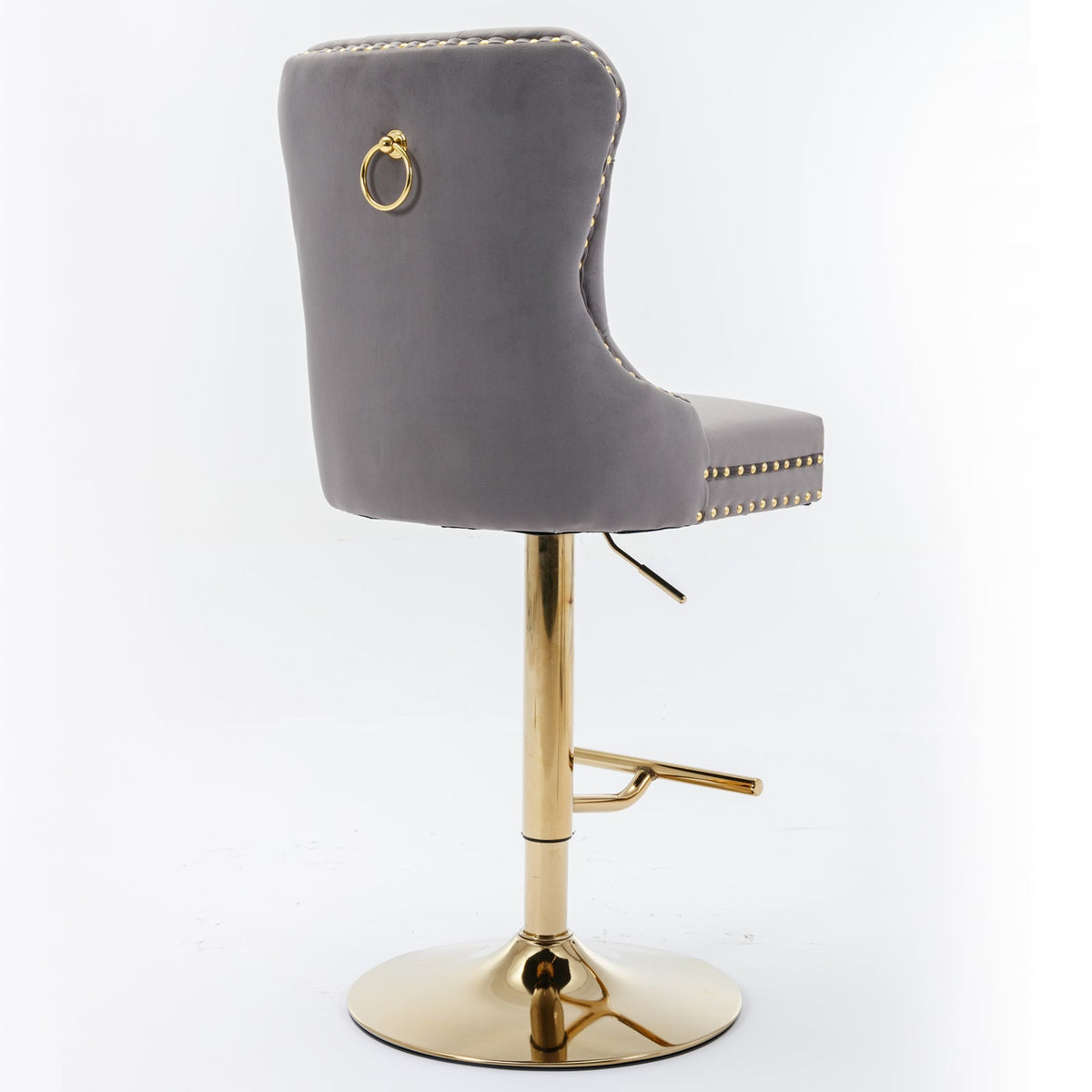 Thick Golden Swivel Velvet Barstools with Adjustable Seat Height