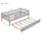 Twin Size Wood Daybed with Trundle and Fence Guardrails