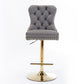Thick Golden Swivel Velvet Barstools with Adjustable Seat Height