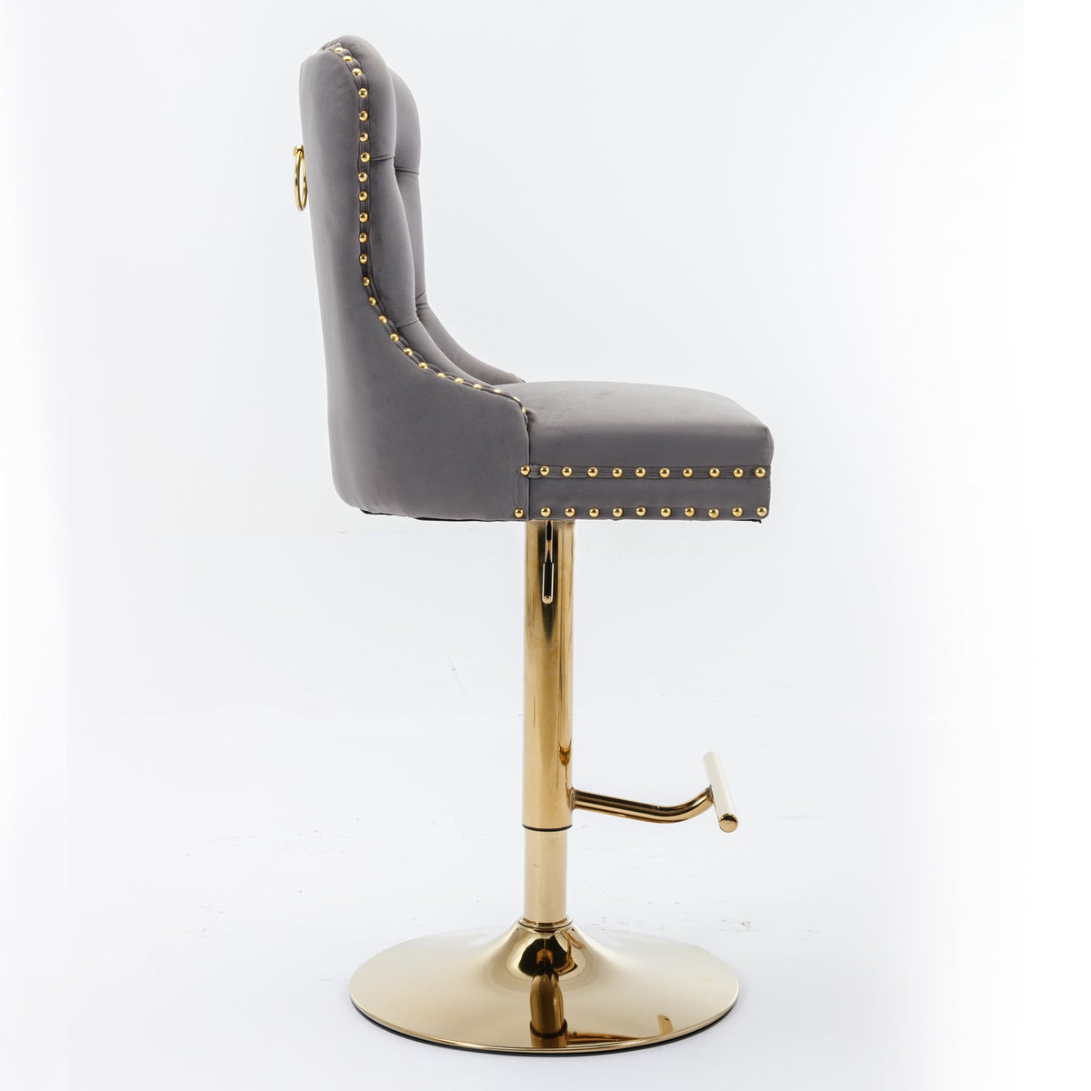 Thick Golden Swivel Velvet Barstools with Adjustable Seat Height