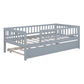Twin Size Wood Daybed with Trundle and Fence Guardrails