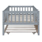 Twin Size Wood Daybed with Trundle and Fence Guardrails
