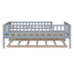 Twin Size Wood Daybed with Trundle and Fence Guardrails