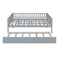 Full Size Wood Daybed with Trundle and Fence Guardrails