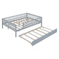 Full Size Wood Daybed with Trundle and Fence Guardrails