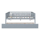 Full Size Wood Daybed with Trundle and Fence Guardrails