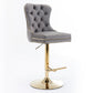 Thick Golden Swivel Velvet Barstools with Adjustable Seat Height