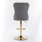 Thick Golden Swivel Velvet Barstools with Adjustable Seat Height