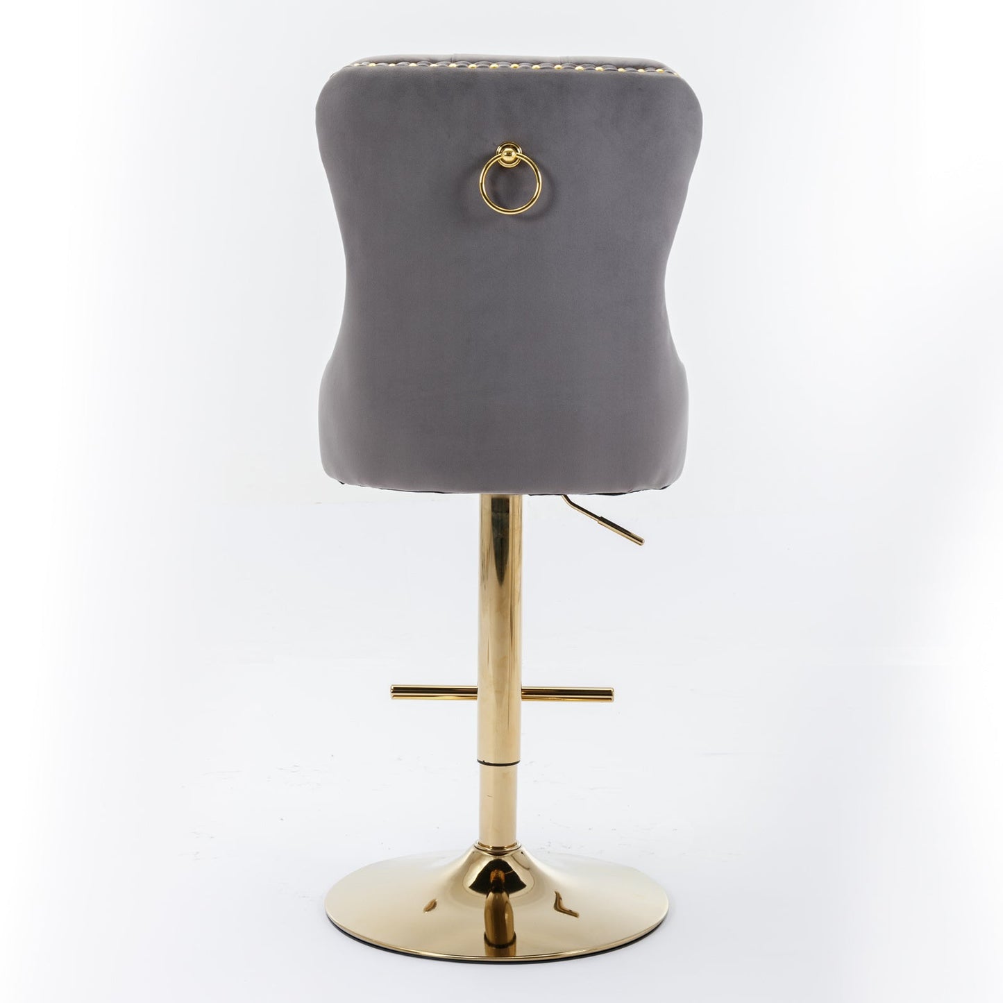 Thick Golden Swivel Velvet Barstools with Adjustable Seat Height