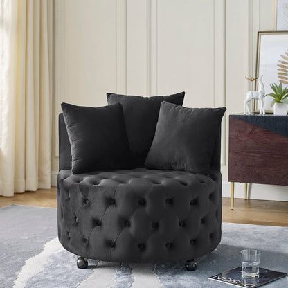 Velvet Upholstered Swivel Chair for Living Room