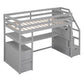 Twin Size Loft Bed with Desk and Shelves