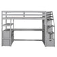 Twin Size Loft Bed with Desk and Shelves
