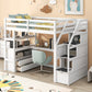 Twin Size Loft Bed with Desk and Shelves